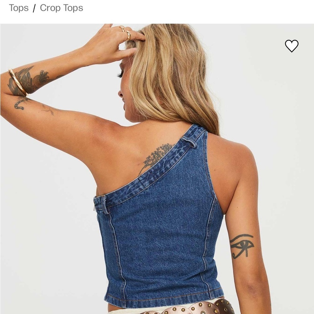 Princess Polly Blue Denim Asymmetrical Tank Top - Picture 4 of 12